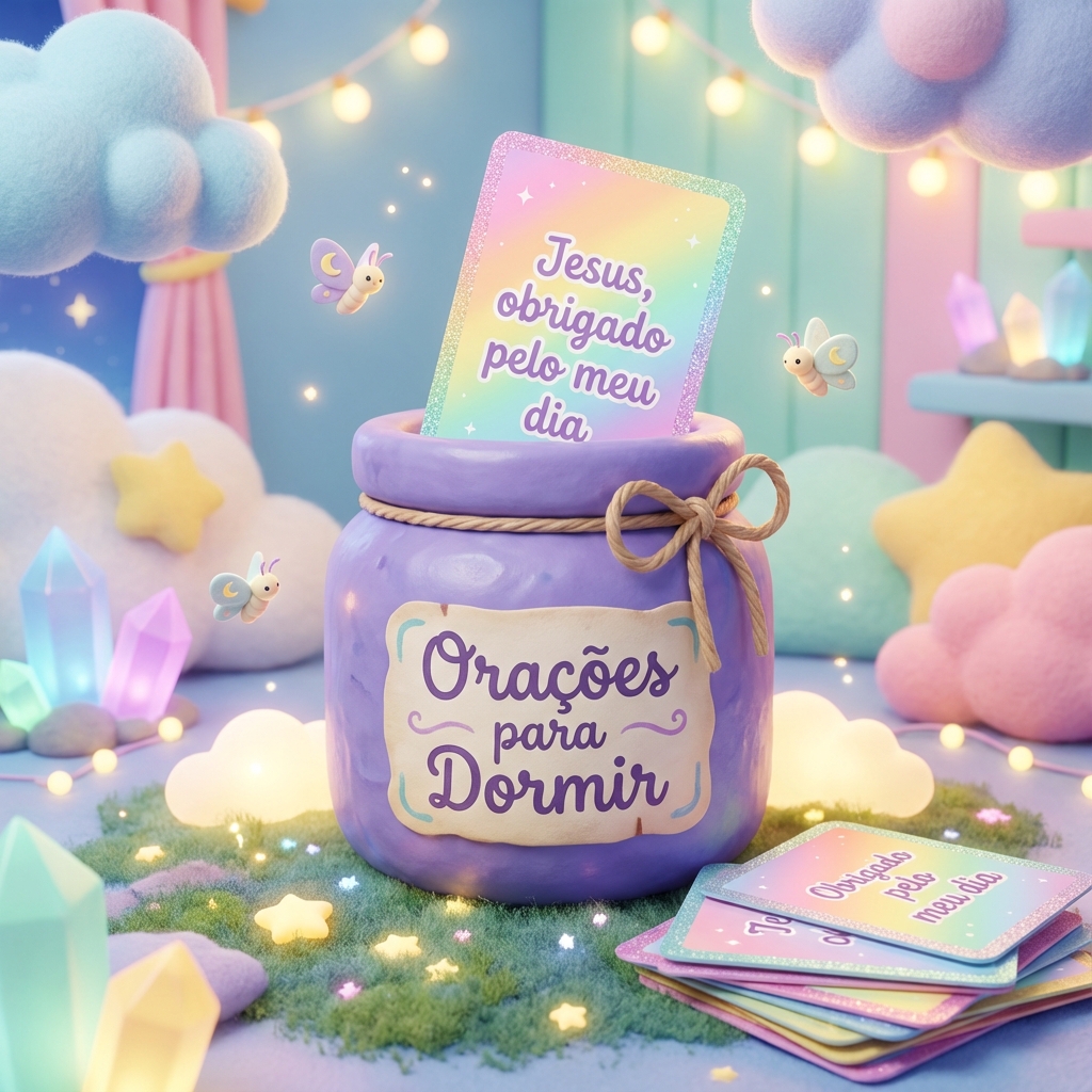 Potinho da Fé com orações coloridas